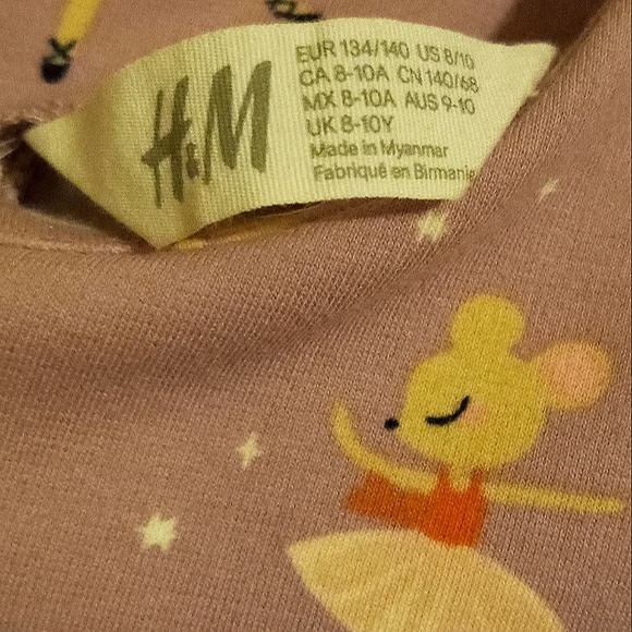 Girl's H&M ballet mouse long-sleeved dress with pockets sz. 8-10 year old. - Picture 4 of 5